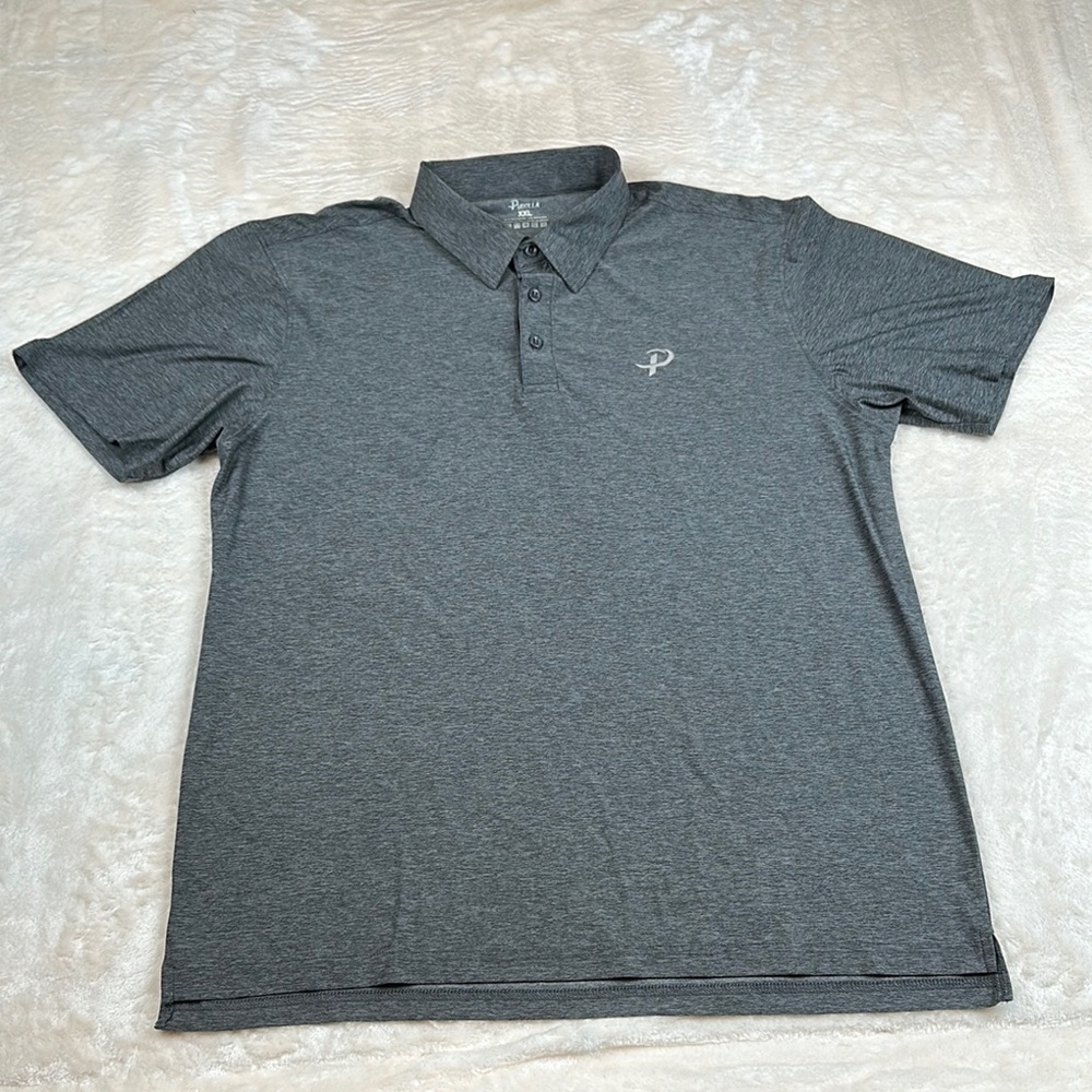Pudolla Charcoal Polo Short Sleeve Polyester & Spandex Shirt